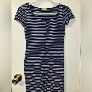 Blue, black and white stripped dress. Size medium